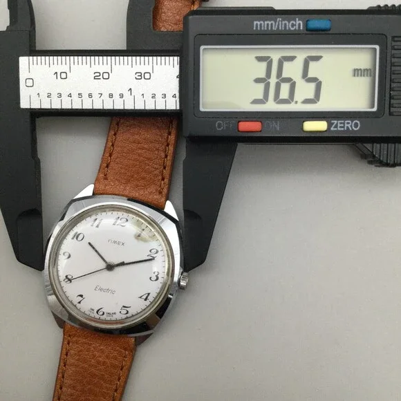 Vintage Timex Electric Watch Men 37mm Silver Tone A Cell Leather New Battery